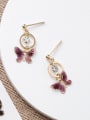 thumb Alloy With Gold Plated Cute Butterfly Drop Earrings 3