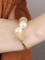 thumb Fashion Artificial Pearls Gold Plated Opening Bangle 1