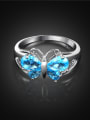 thumb Temperament Blue Butterfly Shaped Zircon Ring 1