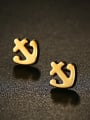 thumb All-match Gold Plated Anchor Shaped Titanium Stud Earrings 2