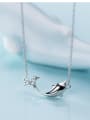 thumb 925 Sterling Silver With Platinum Plated Simplistic Dolphin Necklaces 1