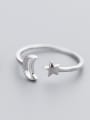 thumb Elegant Open Design Moon And Star Shaped S925 Silver Ring 1