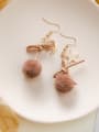 thumb Alloy With Rose Gold Plated Cute Round  HairballHook Earrings 2