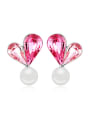 thumb Fashion Imitation Pearl Water Drop austrian Crystals Heart Stud Earrings 0