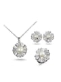 thumb Noble Flower Shaped Artificial Pearl Three Pieces Jewelry Set 0