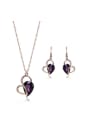 thumb Alloy Rose Gold Plated Fashion Artificial Stone Heart-shaped Two Pieces Jewelry Set 0