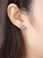 thumb Copper With White Gold Plated Delicate Flower Stud Earrings 1