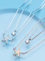 thumb Sterling Silver Starfish micro-inlay zircon double-layer Necklace Chain 0