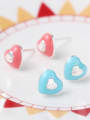 thumb Color Glue Heart-shape Stud Earrings 2