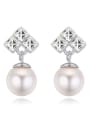 thumb Fashion Square austrian Crystals Imitation Pearl Alloy Stud Earrings 2