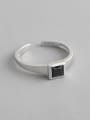 thumb 925 Sterling Silver With Platinum Plated Simplistic Matte geometric square Free Size Rings 3