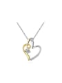 thumb Couples Fashion Double Color Heart Shaped Crystal Necklace 0