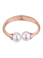 thumb Simple White Imitation Pearls Rose Gold Plated Alloy Bangle 0