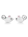 thumb 925 Sterling Silver With Platinum Plated Cute Mouse Stud Earrings 0