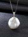 thumb Sterling silver inlaid AAA zircon natural Baroque Pearl Necklace 0