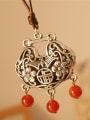 thumb Retro Locket Shaped Red Beads Necklace 2