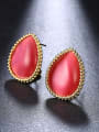 thumb Trendy Water Drop Shaped Opal Stone Stud Earrings 1