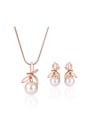 thumb Alloy Rose Gold Plated Fashion Artificial Pearl Two Pieces Jewelry Set 0