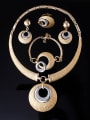 thumb Alloy Imitation-gold Plated Ethnic style Hollow Circle Lacquer Four Pieces CZ Jewelry Set 1