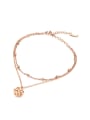 thumb Classical Hollow Flower Beads Rose Gold Plated Titanium Anklet 0