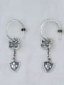thumb Vintage Sterling Silver With Antique Silver Plated Vintage  Smear Geometric Hook Earrings 4