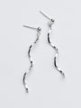 thumb Personality Wave Shaped S925 Silver Drop Earrings 0