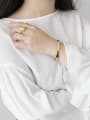 thumb Sterling silver minimalist gold glossy open bracelet 1