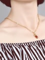 thumb Fashion 24K Gold Plated Ruby Stone Necklace 1