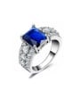 thumb Women Square Shaped Blue Glass Bead Ring 0