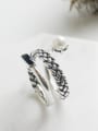 thumb Retro style Three-band Little Artificial Pearl Silver Ring 2