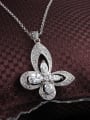 thumb Shimmering Platinum Plated Butterfly Shaped Zircon Necklace 1