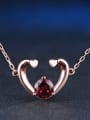 thumb Heart-shape Natural Garnet Clavicle Necklace 1