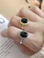 thumb 925 Sterling Silver With 18k Gold Plated Vintage Oval black Carnelian Solitaire Rings 1