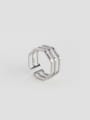 thumb S925 Silver Eight Side Shape Opening Double Three Layer Stacking Ring 0