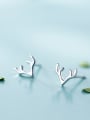 thumb 925 Sterling Silver With Smooth Simplistic Irregular Stud Earrings 2
