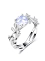 thumb Delicate Leaf Shaped Glass Women Ring 0