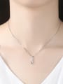 thumb 925 Sterling Silver With Platinum Plated Simplistic Long Deer  Necklaces 2