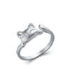 thumb Lovely Cat Drawing Opening Silver Ring 0