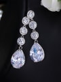 thumb Water Drop AAA Zircons White and Gold Plated Drop Earrings 3