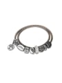 thumb Delicate Oval Shaped Silver Plated Leather Bracelet 0