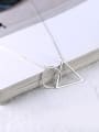 thumb Hollow Triangle Round Silver Necklace 2