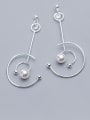 thumb 925 Sterling Silver With Artificial Pearl Fashion Round Drop Earrings 2