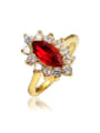 thumb Exquisite Red Oval Shaped 18K Gold Plated Zircon Ring 0