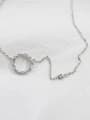 thumb Simple Hollow Round Cubic Tiny Zirconias Silver Necklace 2