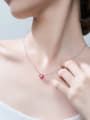 thumb Simple Red Zircon Love 925 Silver Necklace 1
