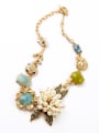 thumb Alloy Gold Plated Luxury Pearl Flower Sweater Necklace 1