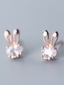thumb 925 Sterling Silver With Rose Gold Plated Cute Rabbit Stud Earrings 1