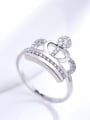 thumb Women Exquisite Platinum Plated Crown Shaped Zircon Ring 2