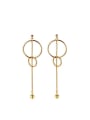 thumb Temperament Double Round Shaped Gold Plated Titanium Drop Earrings 0