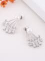 thumb Fashion Imitation Pearl White Zirconias Copper Stud Earrings 3